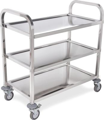 China Stainless Steel Work Table 3/Serving Shelf Stainless Steel Serving Cart, 150 Pound Capacity, Medium for sale