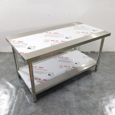 China Stainless steel 201/304 custom stainless steel tool bench apply to hospital factory hotel double layer stainless steel table for sale