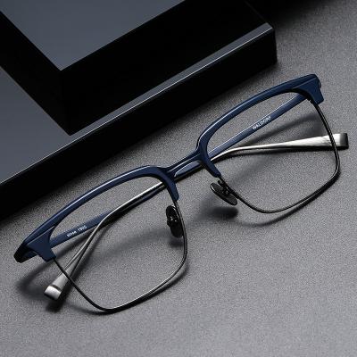 China Can be equipped with 2021 pure titanium frame glasses retro square frame men's high-grade titanium optical glass optical frame men's eyeglasses frame for sale