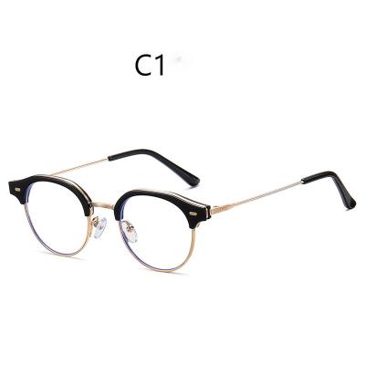 China 2021 Wholesale New Fashion Round Box Designer High Quality Retro Men And Women 2022 Light Anti-blue Luxury Metal Custom Glasses for sale