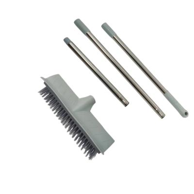 China Stocked a new and cheap long handle with EVA wiper strip tube floor brush bathroom floor wall cleaning steel for sale