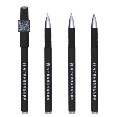 China Normal Black Rubber Finish Promotional Custom Plastic Gel Ink Pen for sale