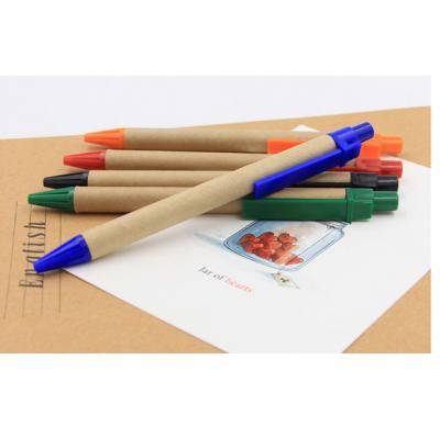 China Promotional Pen Eco Friendly Kraft Pen Cheap Promotional Click Ballpoint Recycle Paper Pen for sale