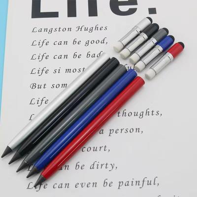 China Promotional Custom Metal Barrel Logo Eternal Gift Pencil With Eraser And Stylus Touch Screen Non Ink Unlimited Marking Pencil for sale