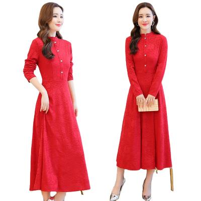 China 2021 Wholesale Autumn/Winter Anti-Static Anti-Static Hot Sale Plus Size Woman Dress Stretching Longt Sleeve Midi Summer Length Thickened Casual Outfits for sale