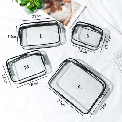 China Recyclable Women Clear Makeup Organizer Pouches Tote Travel Toiletry Bags Transparent PVC Cosmetic Bag for sale