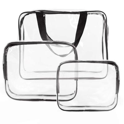 China Recyclable Women Clear Makeup Organizer Pouches Tote Travel Toiletry Bags Transparent PVC Cosmetic Bag for sale