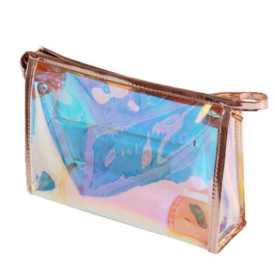 China Reflective Custom Transparent PVC Women Makeup Bag Travel Clear Color Laser Pouch Laser Pocket Cosmetic Bag for sale