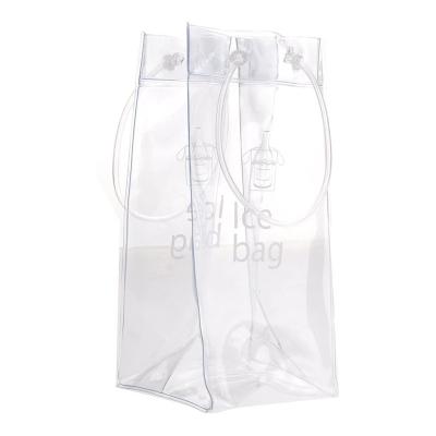 China Recyclable Portable Clear Transparent PVC Ice Bag With Handle for sale