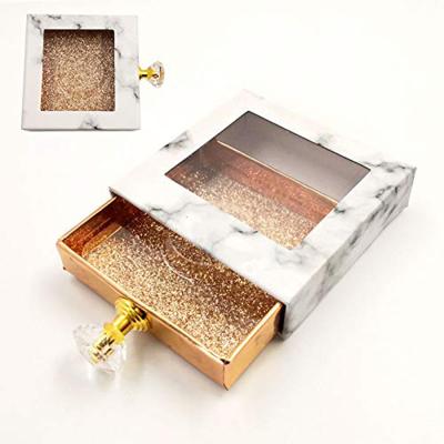 China Recyclable Custom Logo Square Marble Luxury Empty False Eyelash Packaging Paper Box for sale