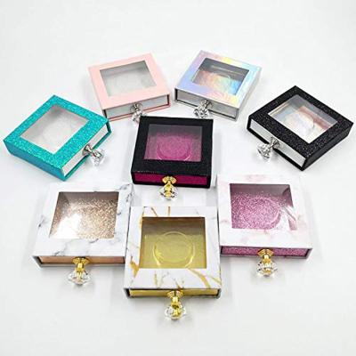 China Recyclable Custom Logo Empty Shiny Holographic Glitter Eyelash Paper Packaging Box for sale