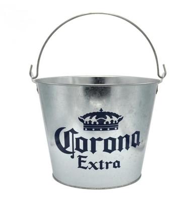 China Extra Quality Metal Tin Logo Customized Stocked Galvanized Ice Bucket For Beer for sale