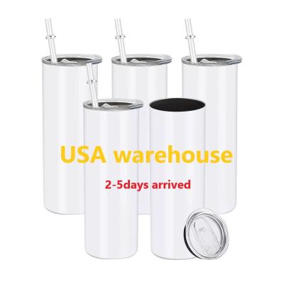 China Viable USA Warehouse 20oz Stainless Steel Water Bottle Sublimation Blanks Lean Straight With Lid Tumbler And Straw for sale