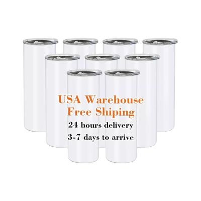 China Viable Us Lean Stainless Steel 20 Ounce Double Wall Insulated With Straws And Rubber Bottom Upright Blank Sublimation Tumbler for sale