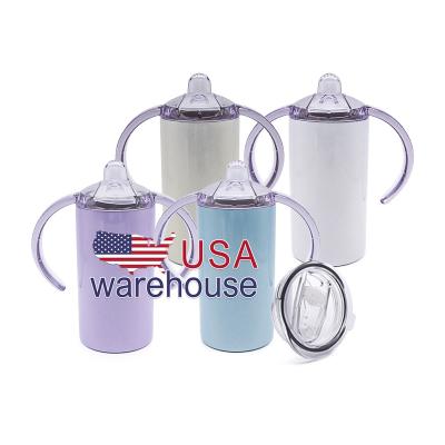 China American Style USA Warehouse Sublimation Baby Tumbler Blanks 12oz Stainless Steel Kids Straight Sippy Cup With Handle for sale