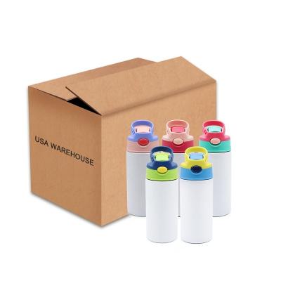 China American Style USA Warehouse Stainless Steel 350ml 12oz White Kids Sublimation Straight Wall Doubles Tumbler With Straw for sale