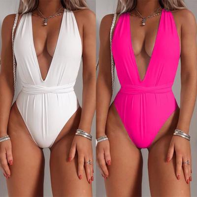 China New Fashion Roupa De Banho Crotchless Breathable Modern Swimwear 1 Piece Swimsuit 2colors Criss Cross One Piec Bikini for sale