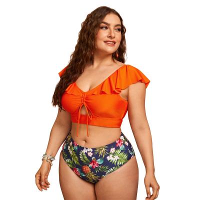 China Plus size 2022 new fashion swimsuit beach use swimming suits for plus size ladies plus size bikini for sale