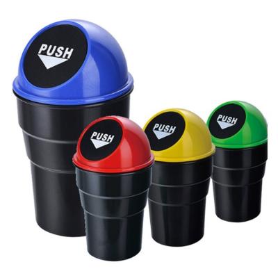 China Sustainable mini car plastic trash can with lid the trash can for car garbage plastic box for car for sale