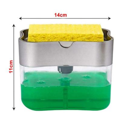 China Multifunctional Foam Soap Dispenser Soap Dispenser Sponge Trolley New Design Soap Pump Dispenser And Sponge Holder for sale