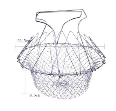 China Viable Collapsible Mesh Basket Strainer Net Kitchen Rinse Deep Fry Chef Basket Steamer Cooking Tool Stainless Steel Colander for sale