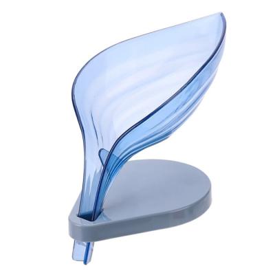 China Modern Double Layer Non-slip Drain Soap Holder For Drain Soap Holder Bathroom Accessories Leaf Shaped Soap Box for sale