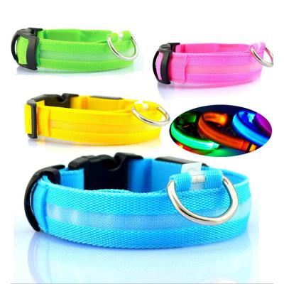 China Viable Nylon Dog Collar LED Light Night Safety Dog Collars for sale