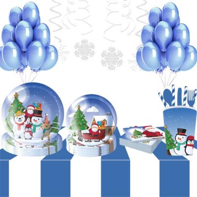 China Beautiful Colorful Disposable Tableware For Christmas Themed Parties Theme Paper Christmas Party Supply for sale