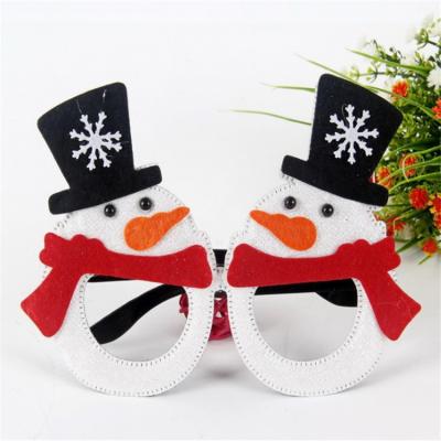 China Creative Cute Glass Snowman Festival Glass Christmas Decoration Glasses Shiny Fabric and Cartoon Style Cloth Glasses for Adults and Kids for sale