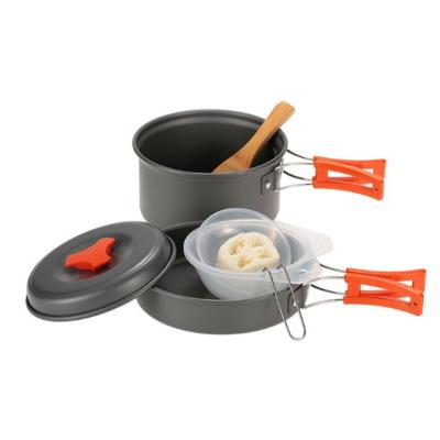 China Sustainable 8pcs outdoor camping cookware set portable non-stick cooker set picnic cookers for sale