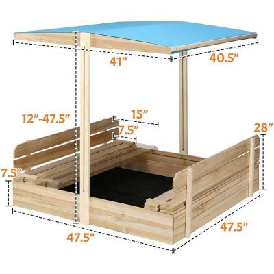 China Outdoor Traditional Wooden Sandbox Toy With Cover Adjustable Height for Garden Home Beach for sale