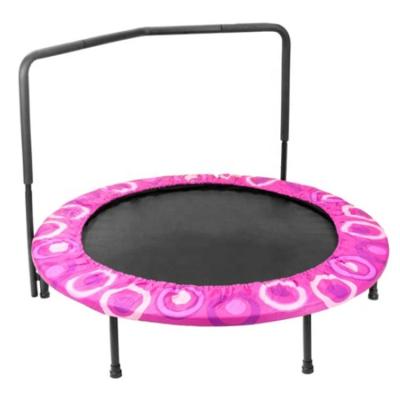 China Without Net High Quality Indoor Kids Mini Round Trampoline With Handrail Pink 48 Inch for sale