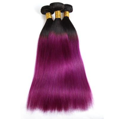 China Hot Selling 100% Brazilian Virgin Hair Natural Wave Extension Silky Straight Purple Ombre Cosplay Hair 28 Inches With Bundles for sale