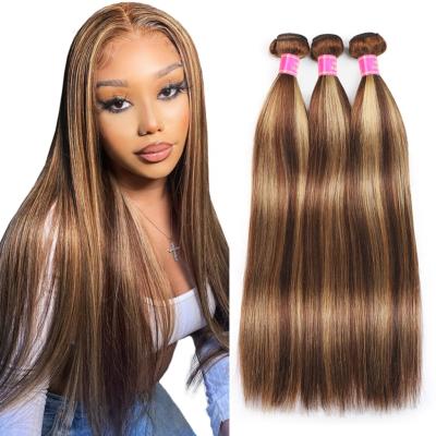 China Wholesale Price P4-27 Piano Color Silky Straight Raw Virgin Brazilian Wave Hair Bundles Bone Straight Hair Extensions for sale