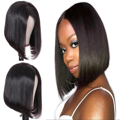 China Brazilian Short Bob Lace Front Wigs Bone Wave Hair Bob 4x4 13X4 Straight Virgin Hair Closure Wholesale Silky Straight Wigs for sale