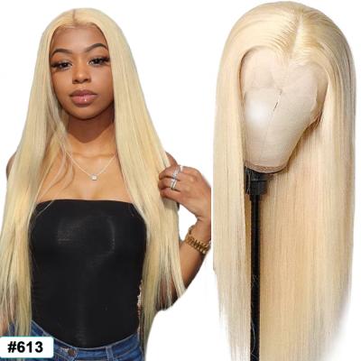 China Smooth Gently Shedding Deep Barely 613 Straight 100% Transparent Lace Headband Virgin Hair 13*4 Lace Hair Wigs for sale