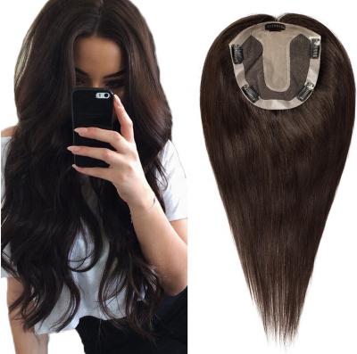 China European Remy Virgin Hair Silk Base Women Chestnut Color Hair Topper For Women Human Hair for sale