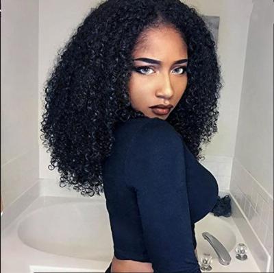 China Free Sample Durable Curly Black Color Heat Resistant Fiber Synthetic Hair Wigs For Black Women for sale