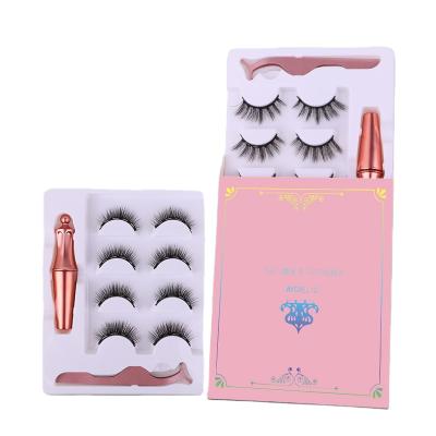 China 2021 Newest Styles Colored True Mink Magnetic Eyelashes With Eyeliner 3 Pairs Set for sale