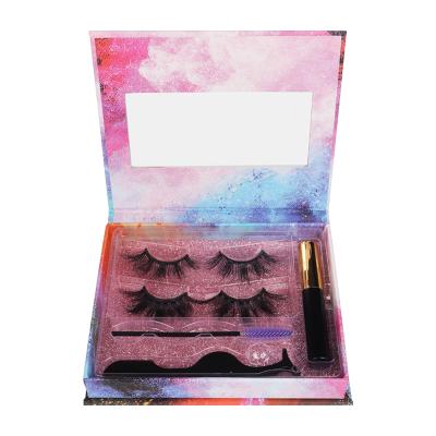 China New Best Selling Colorful 5D 3D 25mm Fluffy Mink Eyelash Magnetic Eyelash Extensions With Packaging for sale