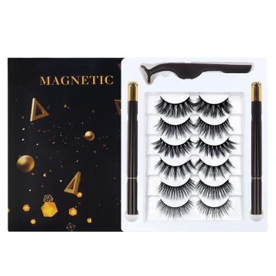 China 2021 New 6 Pairs Colorful Invisible Soft Magnetic False Eyelashes With Eyeliner Kit for sale