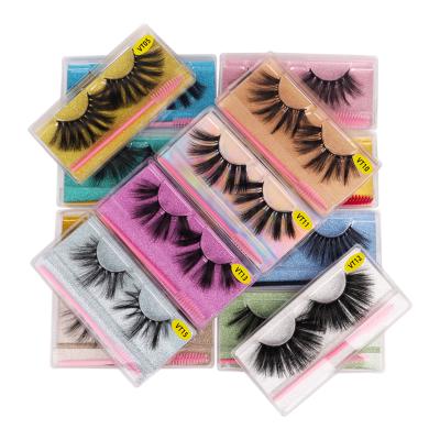 China Colorful Brand Real Mink Eyelashes 25mm Tapered Super Fluffy Handmade Custom for sale