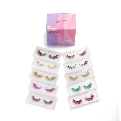 China Colored 100% High Quality Easy Fanning Colored Mink Eyelash 9d Eyelashes for sale