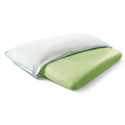 China Hot Sales Standard Size Green Tea Memory Oil Infused Memory Foam Loft Pillow With Washable Cover for sale