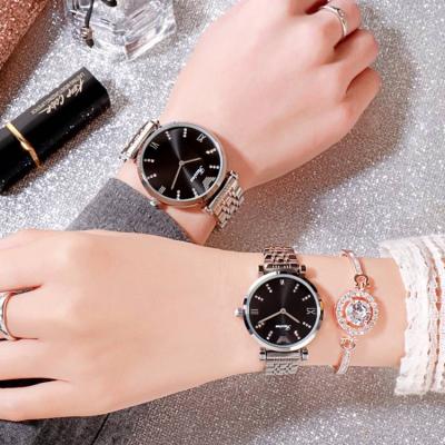 China Automatic date quartz couple watches popular waterproof couples wristwatch love watch stainless steel valentine gifts for sale