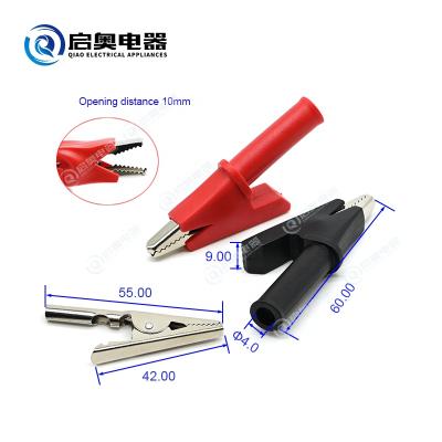 China Copper Test Clip.test connector 30mm clip with opening, 4mm jack at tail for sale