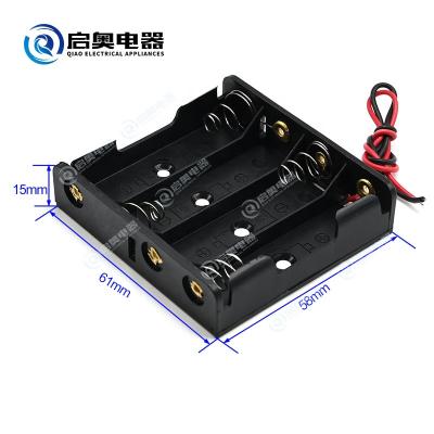 China Stainless steel AA battery holder for 4xAA batteries, black case without cover for sale