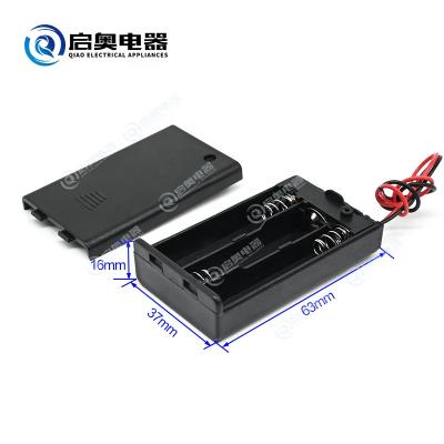 China Stainless steel AAA battery holder for 3xAAA batteries, black case with switch for sale