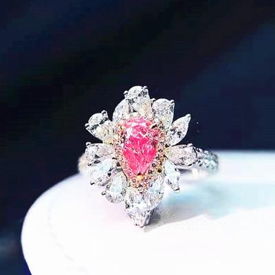 China Wholesale SGARIT Vintage Luxury Jewelry Women Rings Real 18k Genuine Natural Pink Gold 0.56ct Diamond Rings for sale