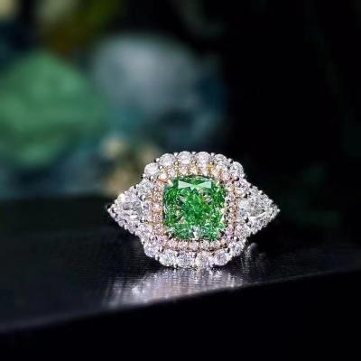 China Vintage SGARIT Fine Jewelry 5.66g 18k Gold 1.660ct Fancy Green VS Diamond Ring Jewelery For Woman Engagement Wedding Wholesale for sale